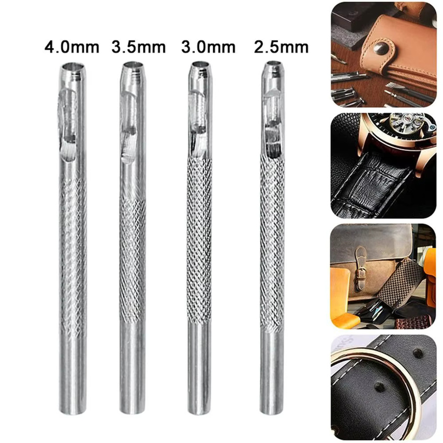 Lederlochbohrer Set in Silber für Gürtel, Taschen und Uhrenarmbänder mit Durchmessern von 2,5 mm, 3 mm und 4 mm - Bild 4