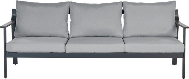 Beliani Gartensofa KIATO Modern Dunkelgrau mit UV-beständigen Polstern aus Aluminium und Stoff, Höhe: 77 cm, Breite: 225 cm, Tiefe: 80 cm - Bild 1