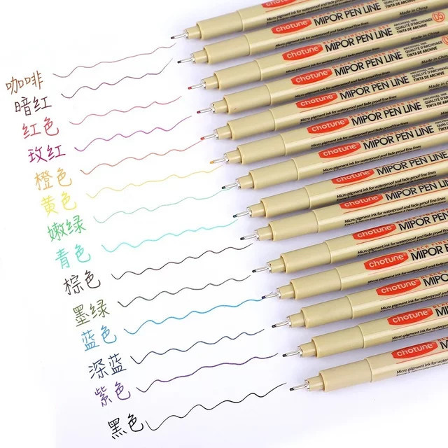Set mit 9 farbigen Präzisions-Mikrolinien-Stiften, wasserfeste Archivtinte für Skizzen und Zeichnungen, Multiliner-Fineliner in Multicolor - Bild 1