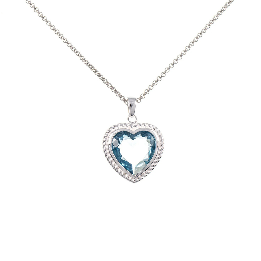 Dirndl Funkeln Anhänger Herz, 925 Silber, Zirkonia, hellblau - Bild 1