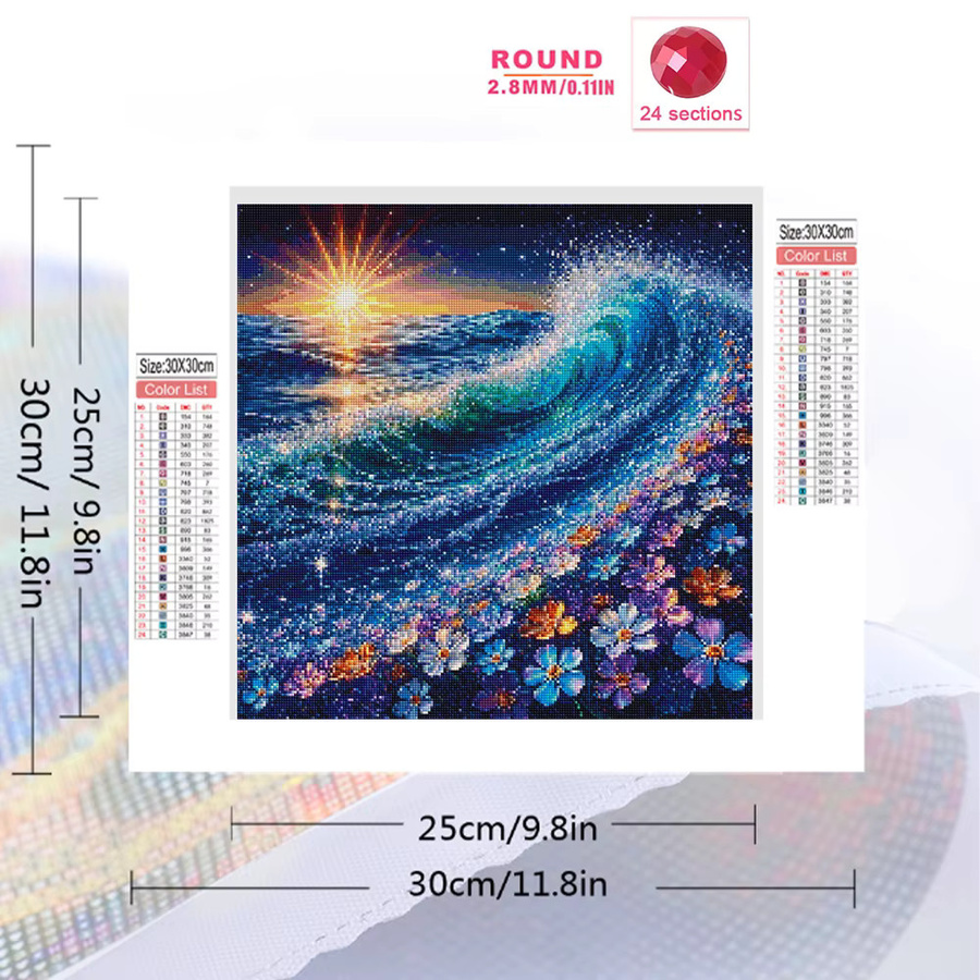 EverShine 5D-Diamant-Mosaik Meereslandschaft mit Strass, buntes Blumen- und Sommer-Motiv als handgefertigtes Landschaftsgemälde - Bild 2
