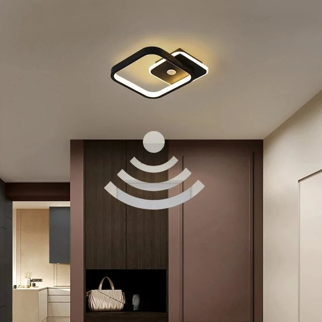 LEITELL Deckenleuchte mit PIR-Bewegungsmelder in Schwarz für Schlafzimmer, Wohnzimmer und Flur - Bild 1
