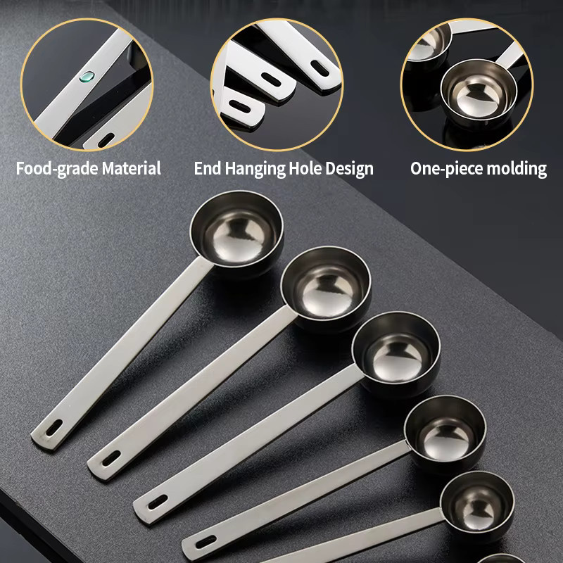OANKR Premium Kaffeelöffel-Set aus Edelstahl mit langen Griffen, Messlöffel in 15ml, 20ml und 25ml, Farben: Silber und Schwarz - Bild 4