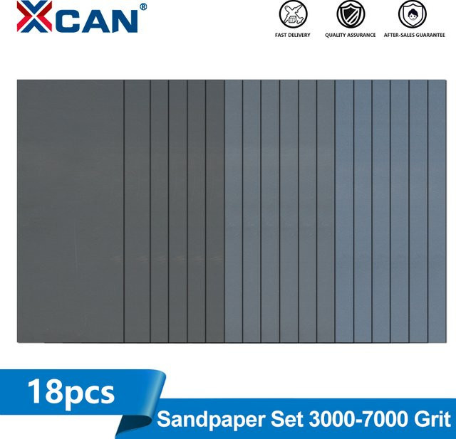 XCAN 18-teiliges Schleifpapier-Set für Nass- und Trockenschleifen in Grau, Körnung 3000/5000/7000 für Holz und Metall - Bild 1