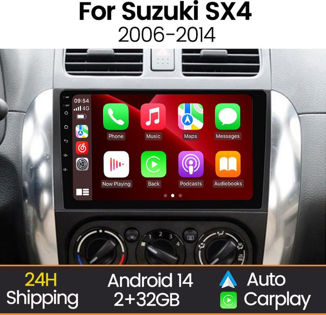 STRONGNAVI Android 14 Auto Radio für Suzuki SX4 2006-2014 mit IPS Bildschirm, Wireless Carplay, WiFi und Bluetooth in Schwarz - Bild 1