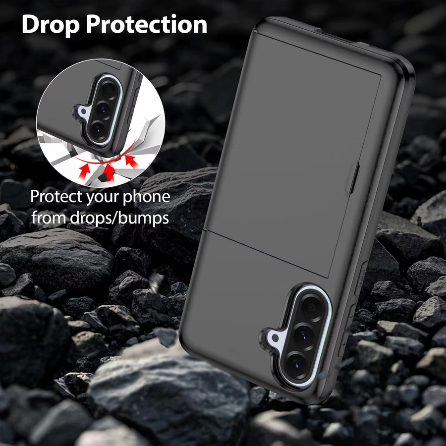 Huikai Schutzhülle für Samsung Galaxy A37 A57 A56 A36 mit integriertem Kartenhalter in Schwarz - Bild 4