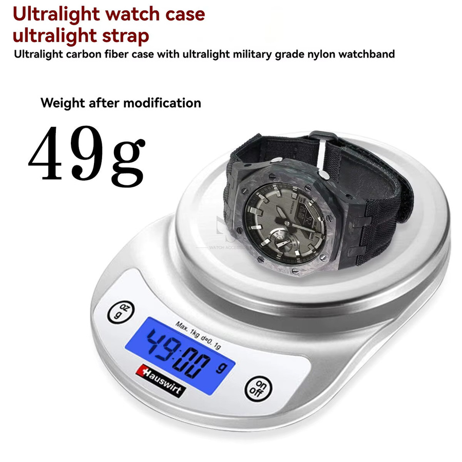 Casio Uhrenarmband-Modifikationsteile, Kohlefaser-Lünette, Nylon, Schwarz, Herren - Bild 3