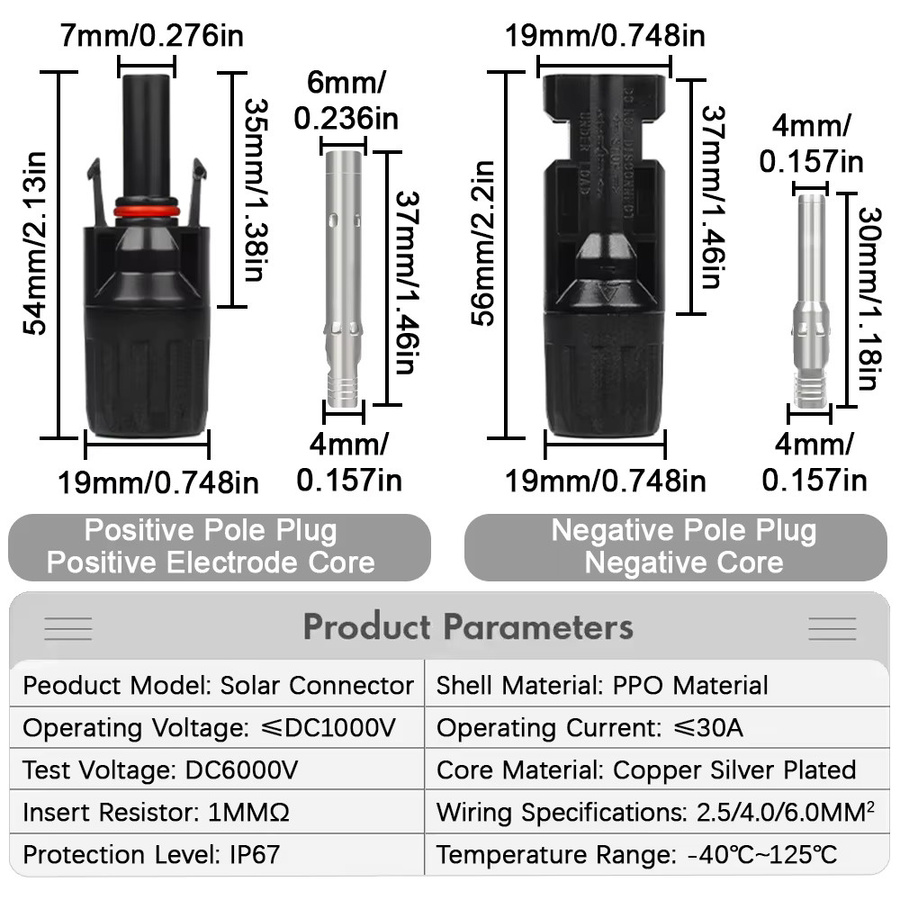 EARU DC-Solarstecker Set IP67 wasserdicht mit 2 Schraubenschlüsseln für PV-Kabel 1000 V 30 A - Bild 2