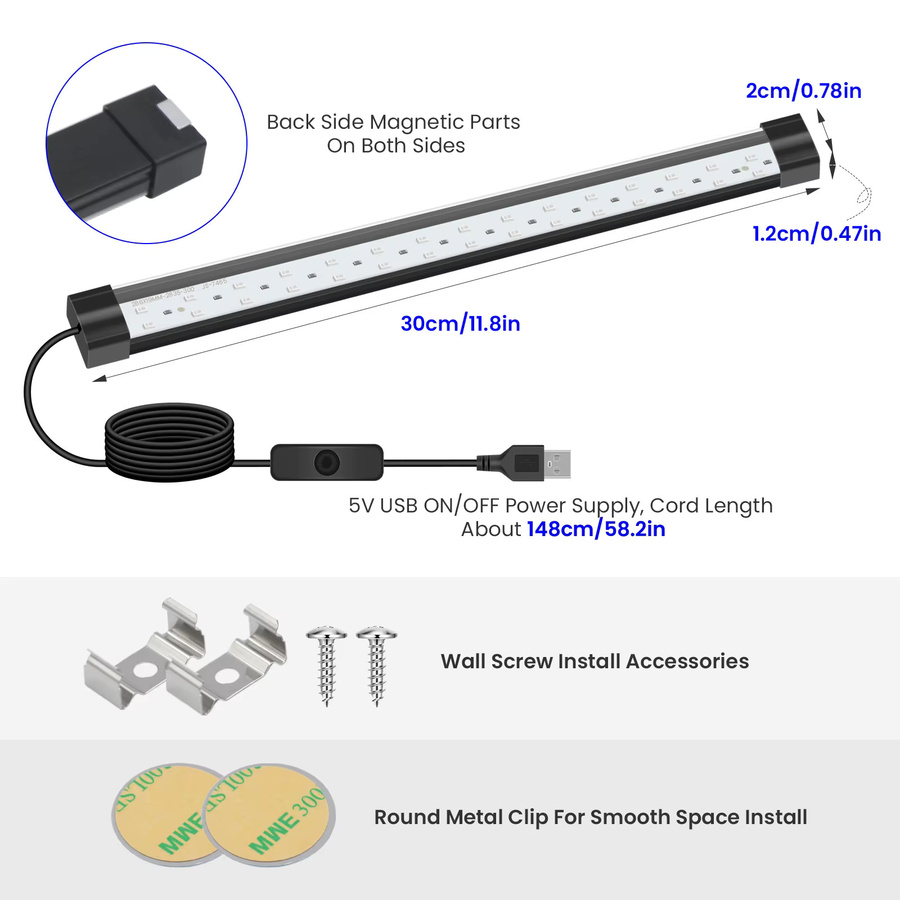 GAHADA UV-LED Schwarzlicht-Lichtleiste in Schwarz mit 10 W und USB-Anschluss für Party und Halloween (365–390 nm) - Bild 4
