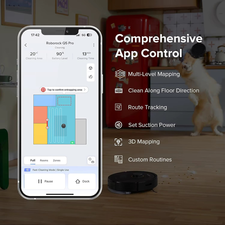 Roborock Q5 Pro Saugroboter mit Wischfunktion, Generalüberholt, Schwarz, 5500 Pa Saugkraft, DuoRoller-Bürste und Self-Cleaning-Dock mit Laser-Navigation - Bild 4
