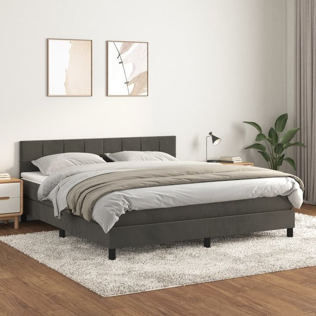 vidaXL Boxspringbett mit Matratze Dunkelgrau Samt B/T: 180 x 200 cm - Bild 3