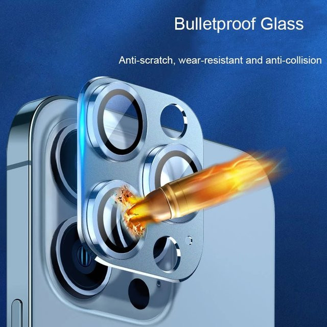 Metall-Kameraobjektivschutz aus gehärtetem Glas für Apple iPhone 16 Pro Max 15 Pro 14 Pro 13 Pro und iPhone Mini in Schwarz - Bild 1