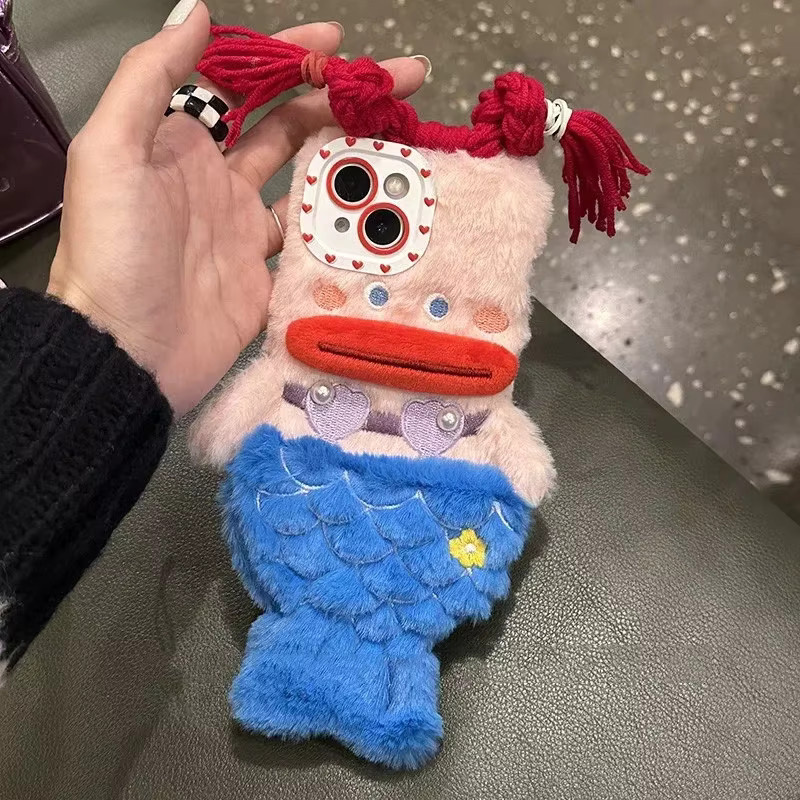 Flauschige 3D Meerjungfrau Handyhülle für iPhone 15 14 13 12 11 Pro Max Plus in Multicolour - Bild 2