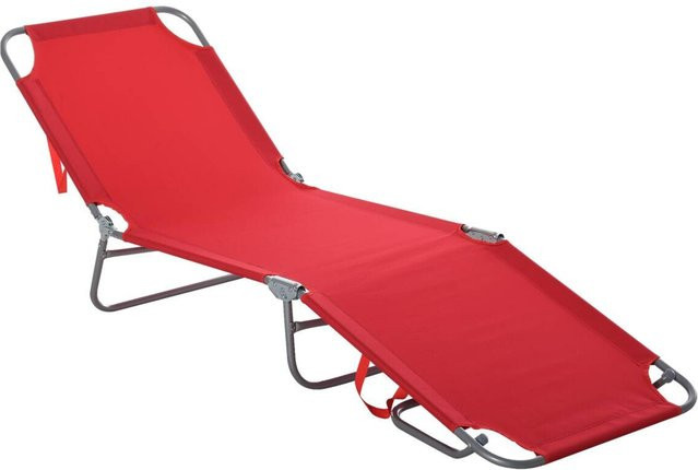 Outsunny Sonnenliege Rot mit verstellbarer Kopfstütze und UV-beständigem Polyester, B/H/L: 55 x 24 x 187 cm - Bild 1