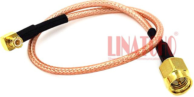LINATCHO RG316 Pigtail Überbrückungskabel mit MCX-Stecker und SMA-Stecker in Gold, Länge: 15 cm - Bild 1