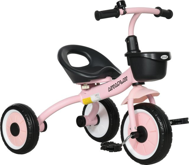 AIYAPLAY Dreirad Kinderfahrrad mit verstellbarem Sitz und Korb, Rosa, 2-5 Jahre - Bild 1