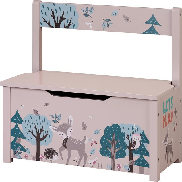 LIVARNO Truhenbank mit Waldtiermotiv Reh in Blau für das Kinderzimmer - Bild 1