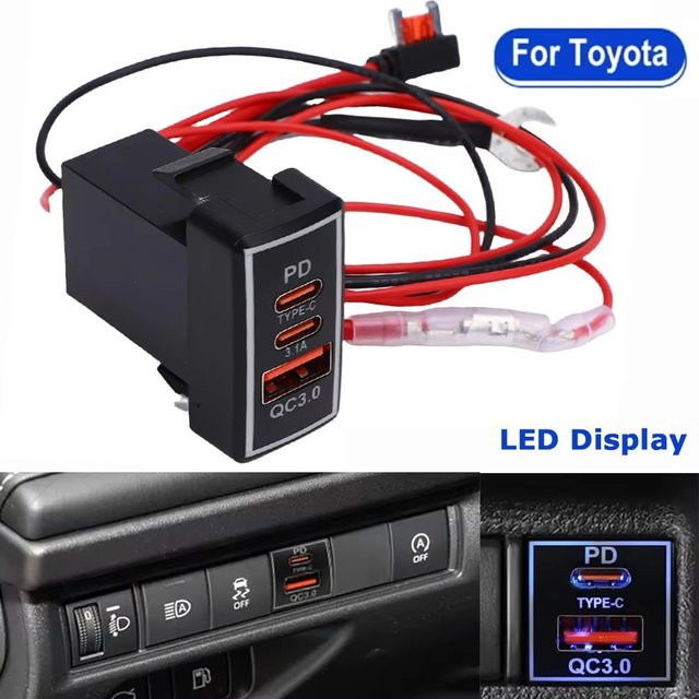 Kebidumei Dual Port 4,2 A USB Auto Ladegerät mit LED Voltmeter in Schwarz für Honda CRV CB500X - Bild 1