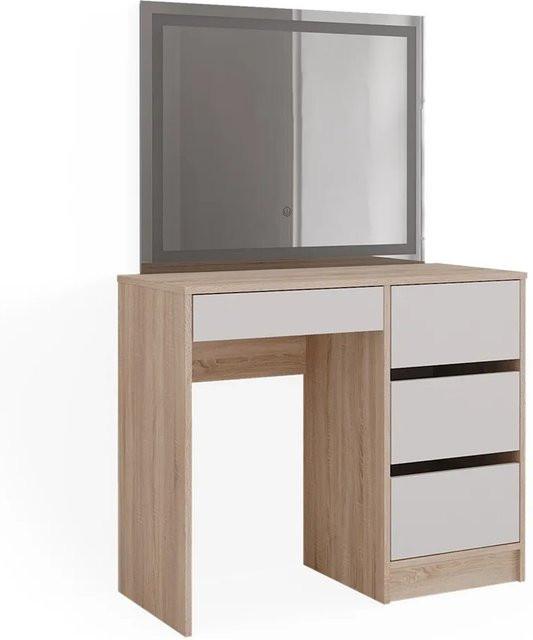 Vicco Schminktisch Sherry Sonoma Weiß mit LED-Spiegel, Breite: 90 cm, Tiefe: 75 cm, Höhe: 75 cm - Bild 2