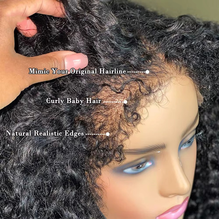 DC hair Bob-Perücke, lockiges Echthaar, Lace-Front, transparent - Bild 5