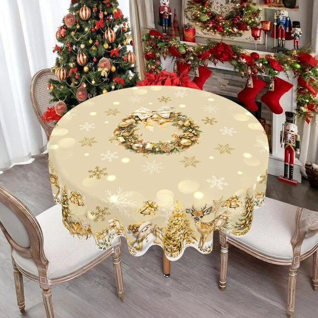 VIKAMA Tischdekoration Schneemann-Design in Silber und Beige, rechteckig und wasserdicht, ideal für Weihnachten und Silvester - Bild 1