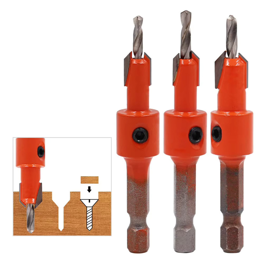DAZZLEEX Holzbearbeitung Bohrer Set mit Sechskantschaft, Senker und Router Bit für Pilotlöcher in Orange - Bild 2