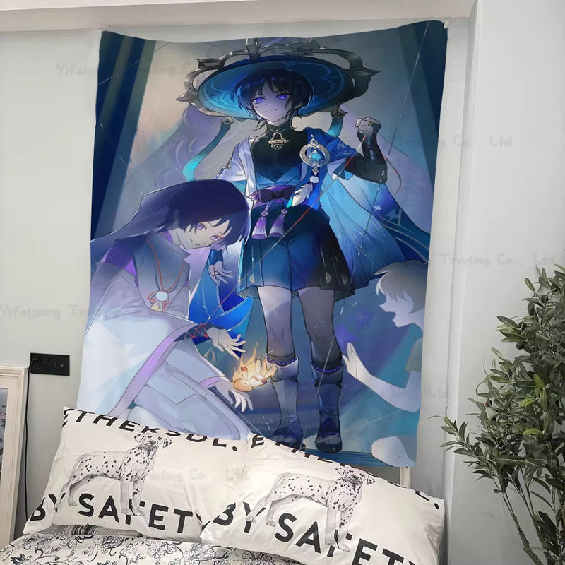 Genshin Impact Scaramouche Wandteppich mit floralem Hippie-Design in Mehrfarbig, B/H: 70 x 50 cm - Bild 2