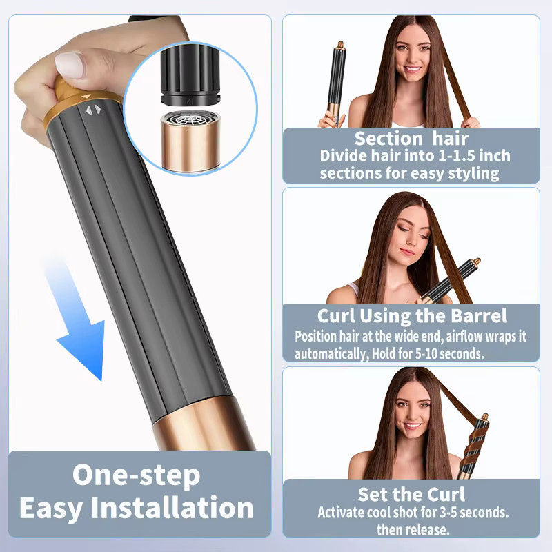 SenCiciMen 6-in-1 Heißluft-Styler mit Negativionen-Technologie, Damen - Bild 5
