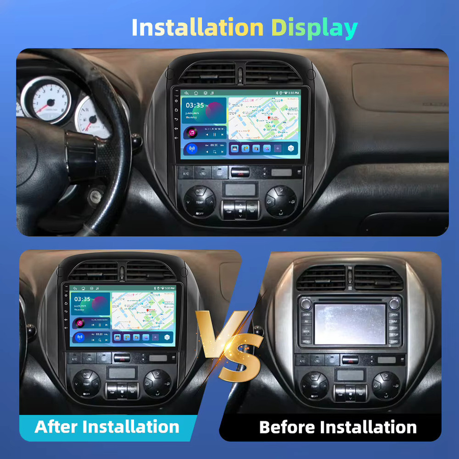 Podofo Autoradio für Toyota RAV4 2003-2005 mit kabellosem CarPlay, Android Headunit, GPS, WLAN und Bluetooth in Schwarz - Bild 2