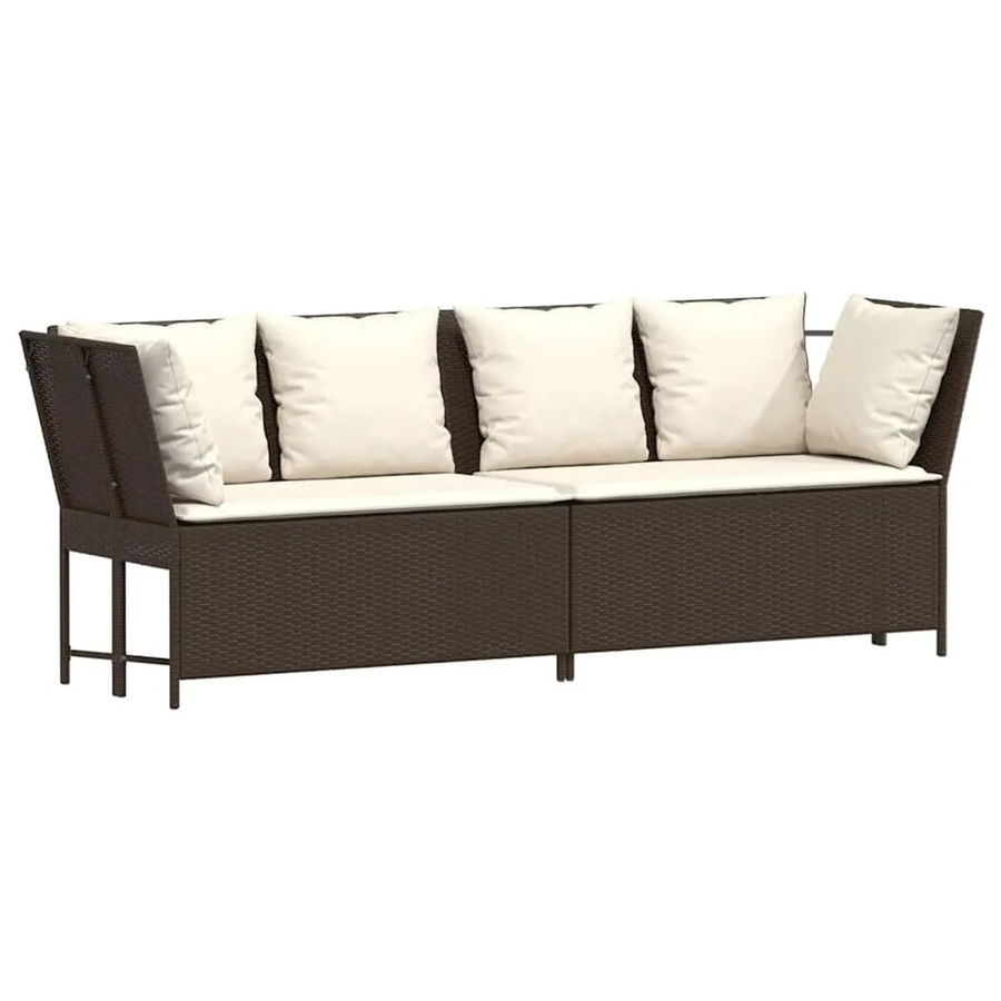 vidaXL Gartensofa L-Form aus Polyrattan in Braun mit Polsterkissen und abnehmbaren Bezügen - Bild 2