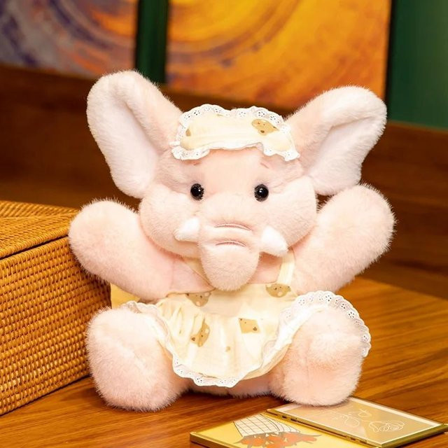 BC Pet Supplies Elefant Plüschtier, Grau Rosa, 23cm - Bild 1