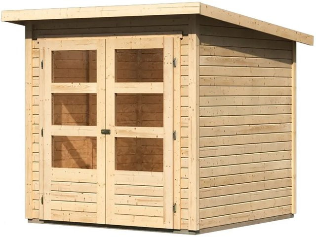 Karibu Holz-Gartenhaus Sitten Natur Pultdach Unbehandelt B: 182 cm x T: 182 cm - Bild 1