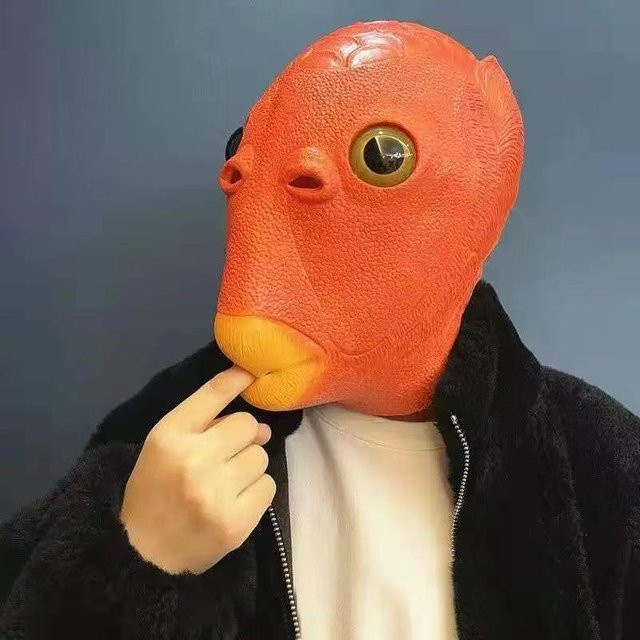 Grünes Fischkopf-Monster-Maske, Haarmaske, Kostümparty, Kunststoff - Bild 1