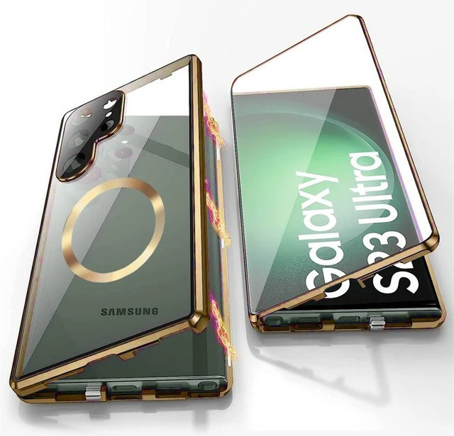 szHAIyu 360 Grad Handyhülle für Samsung Galaxy S23, S24 FE und S25 Ultra mit Linsen-Vollschutz, magnetischem Metallrahmen und gehärtetem Glas in Lila - Bild 1