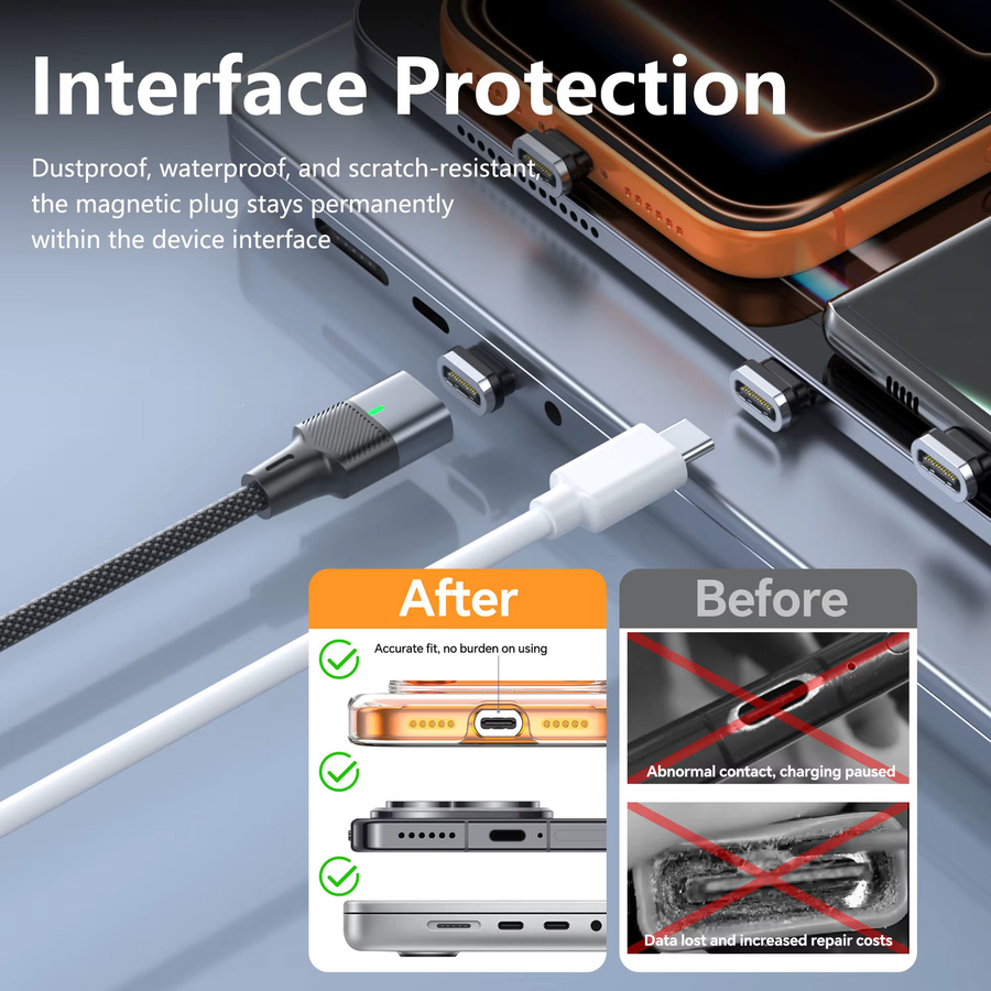 Magnpter Magnetisches USB-C auf Typ-C Datenkabel mit 240W PD 3.1 Schnellladegerät in Schwarz - Bild 3