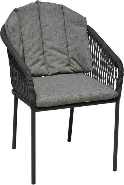 POCOline Gartenstuhl aus grauem Webstoff und pulverbeschichtetem Stahl, B/H/T: 68 x 79 x 58 cm - Bild 1