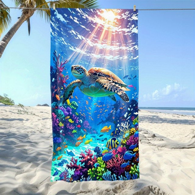 Schnell trocknendes Strandtuch mit tropischem Ozean-Motiv für Erwachsene, mehrfarbig, maschinenwaschbar - Bild 1