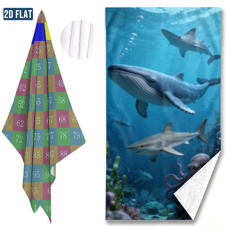 Ka Chen Muxi Mehrzweck Poolmatte mit Meeresleben Delfin und Haifisch Muster in Weiß, B: 30 cm, H: 60 cm - Bild 2