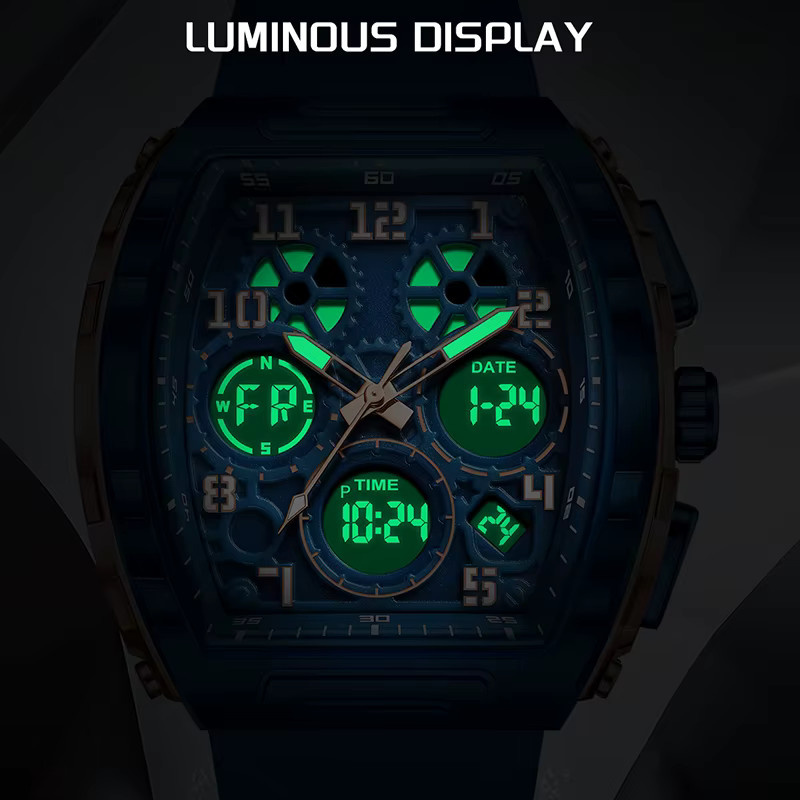 FOXBOX Chronograph, Digitaluhr, Silikon, Schwarz, Herren - Bild 3