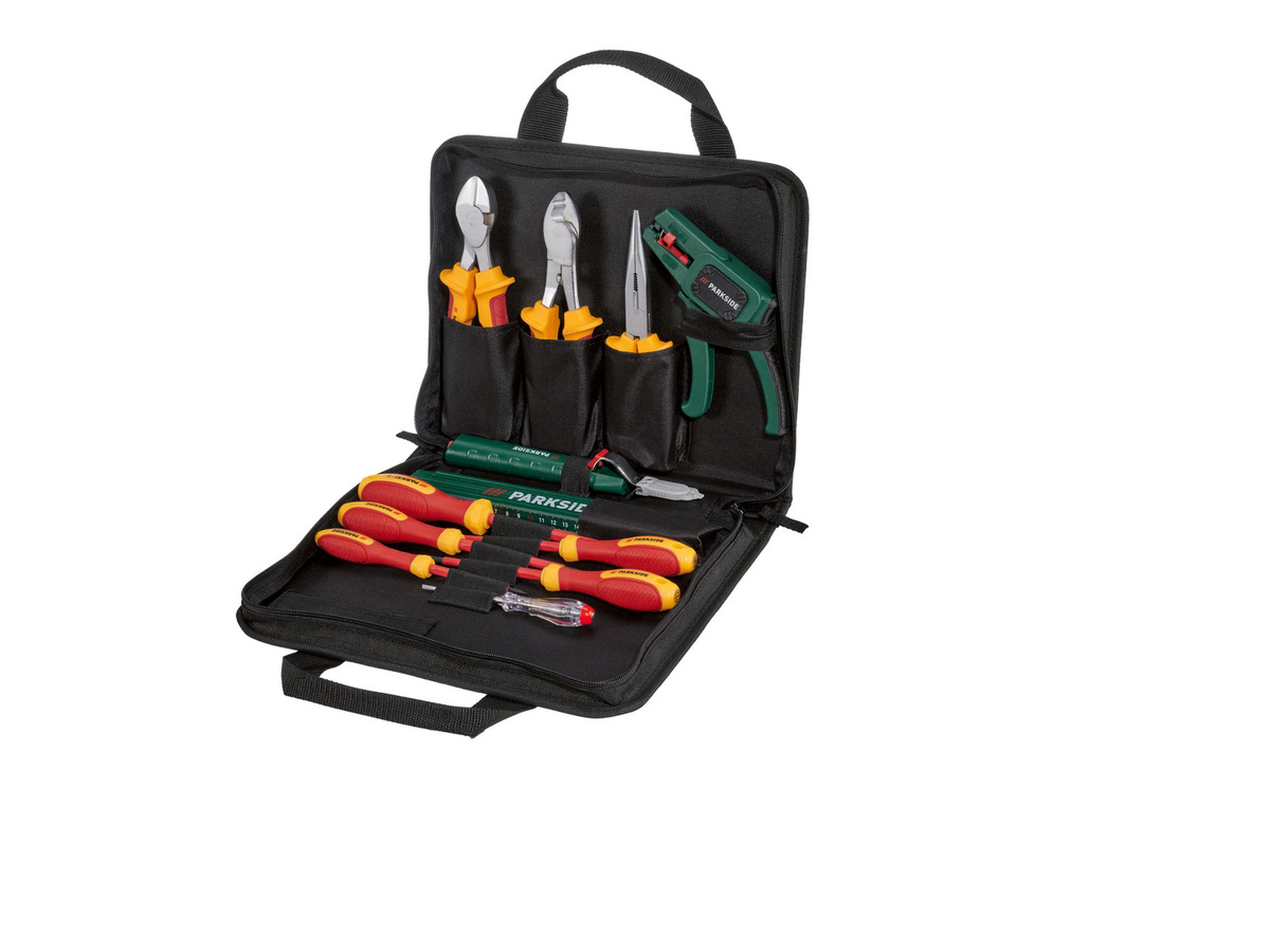 Parkside 1000 V Elektriker-Werkzeug-Set aus Stahl, 13-teilig mit Schraubendrehern und Zangen - Bild 2