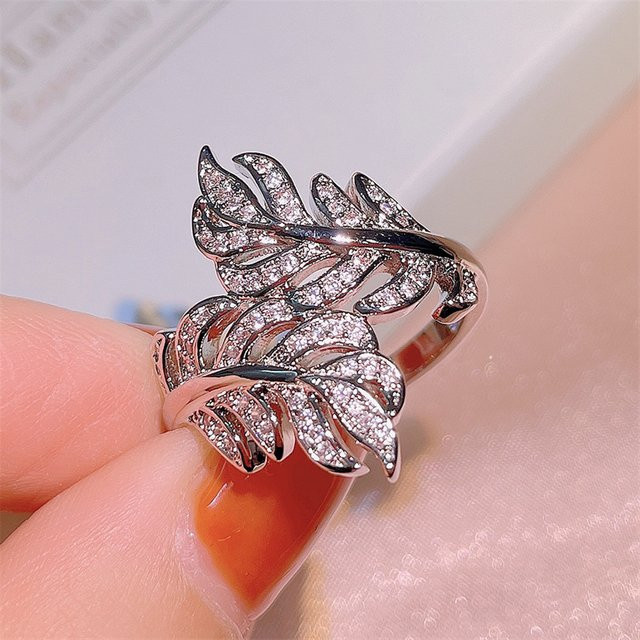 Huitan Ring, Silber, Damen, Cross Design, Blatt Design - Bild 1