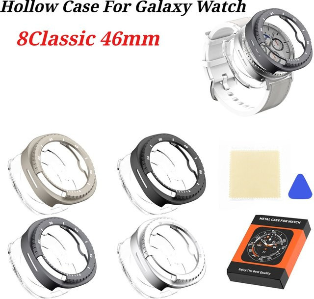 CHIICSMART Metall-Schutzhülle für Samsung Galaxy Watch 8 Classic 46 mm, Weiß - Bild 1