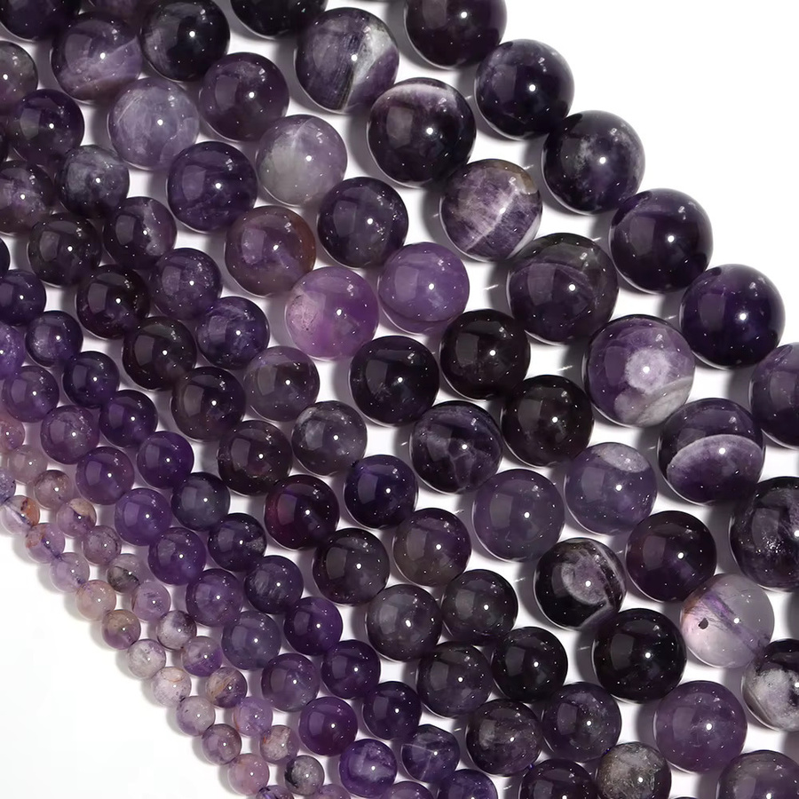louleur Naturstein-Amethyst-Kristallperlen, rund, 4/6/8/10/12mm - Bild 5