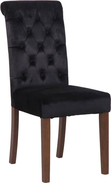 CLP Esszimmerstuhl Lisburn Polsterstuhl aus Samt und Stoff in Schwarz im Chesterfield Design gesteppt - Bild 1