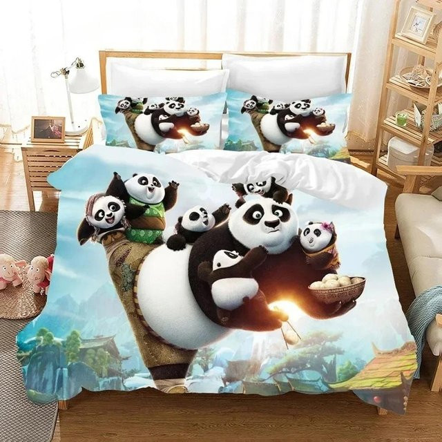 Kung Fu Panda Bettwäsche Set für Kinder mit Bettbezug und Kissenbezug, Mehrfarbig, B/H: 140 x 210 cm - Bild 1