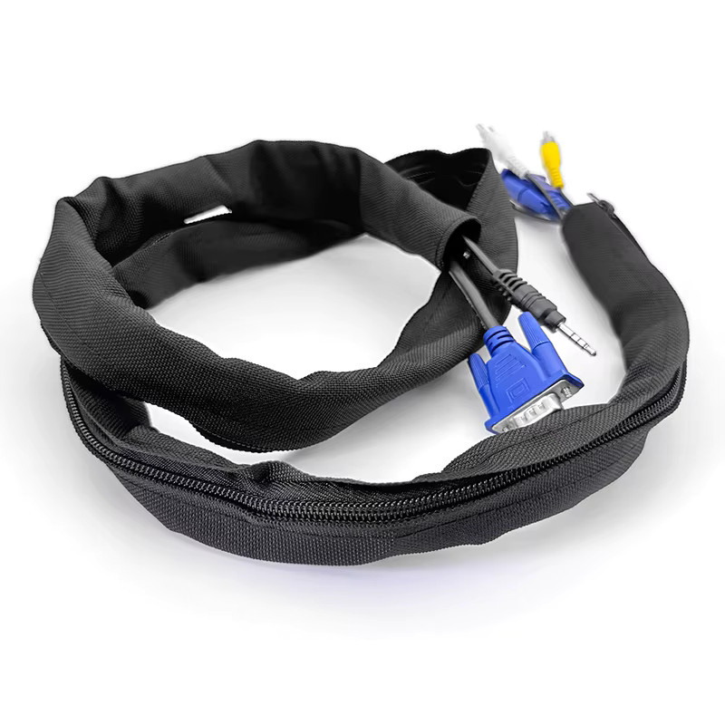 Wiederverwendbare Anti-Tangle-Kabelhülle mit Reißverschluss in Schwarz, staubdichter Kabel-Organizer für Drahtmanagement im Home-Office, Durchmesser: 16–100 mm - Bild 5