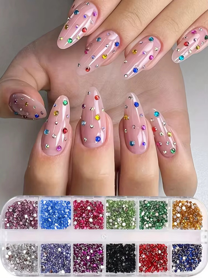Art lalic Nagelkunst-Strasssteine, 12 Farben, Glas, Klar, Glänzend - Bild 5