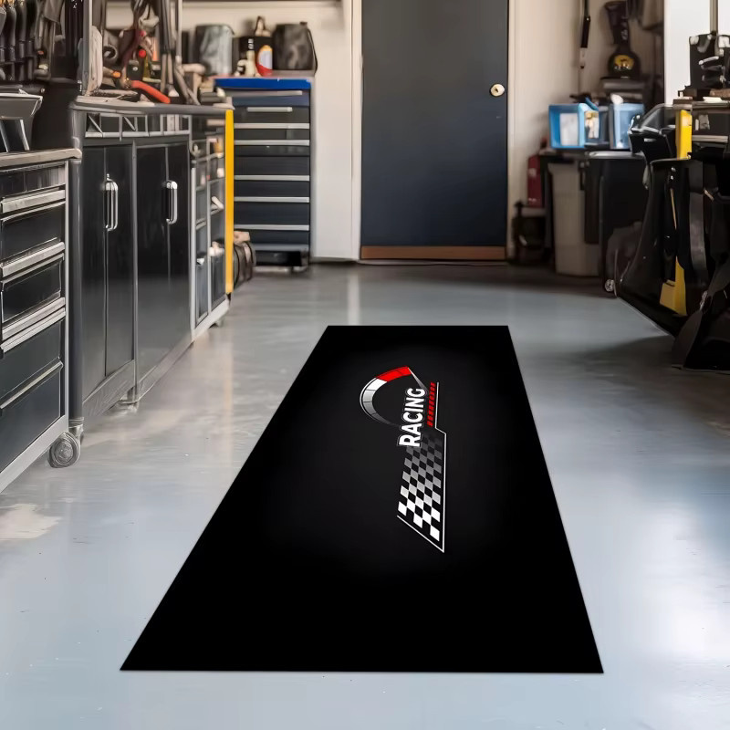 VIKAMA Racing Motorrad-Bodenmatte in Schwarz, waschbar und rutschfest - Bild 5