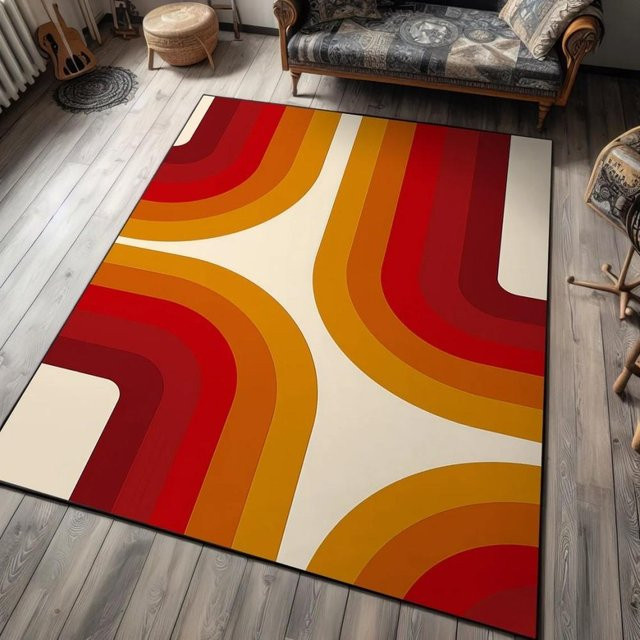 BC-Warm Home Teppich mit abstraktem geometrischem Kreisdesign, bunt, rutschfest und waschbar, B/B: 40 x 60 cm - Bild 1