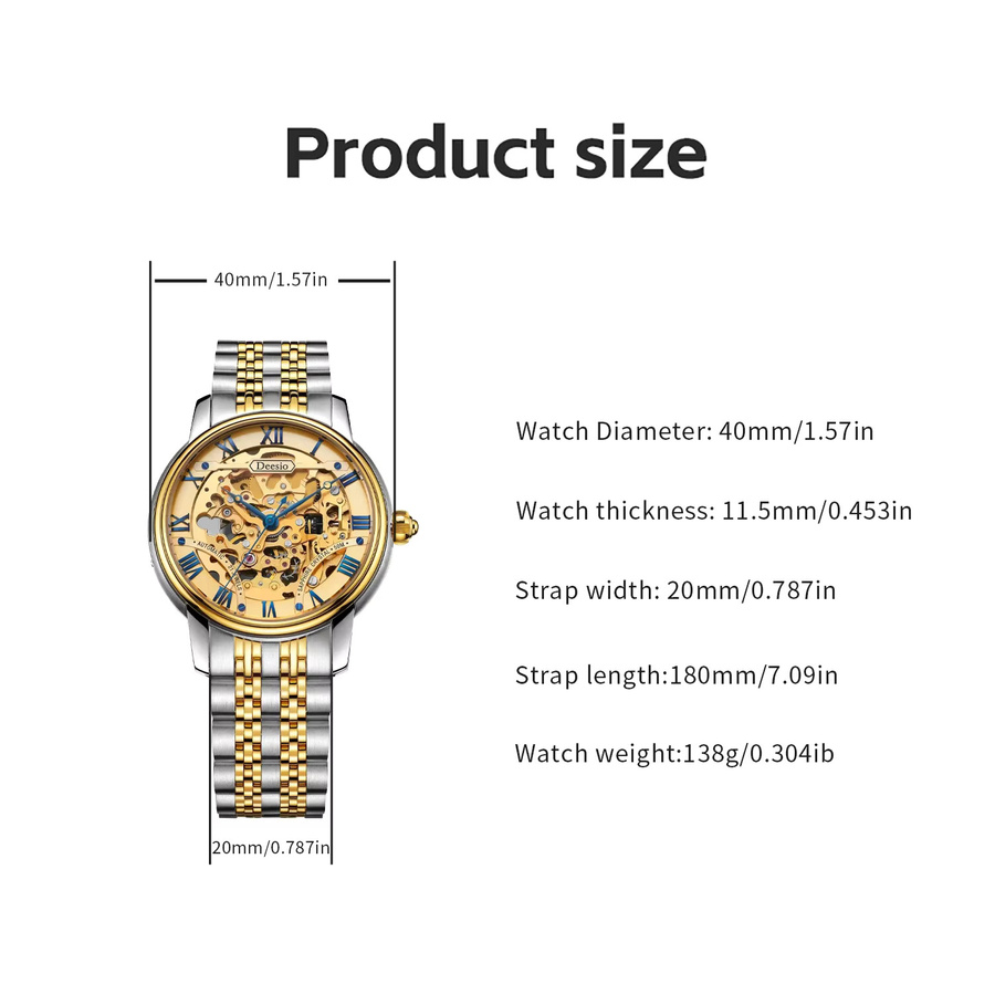 Deesio Armbanduhr, Automatik, Edelstahl, Saphirglas, Herren - Bild 5